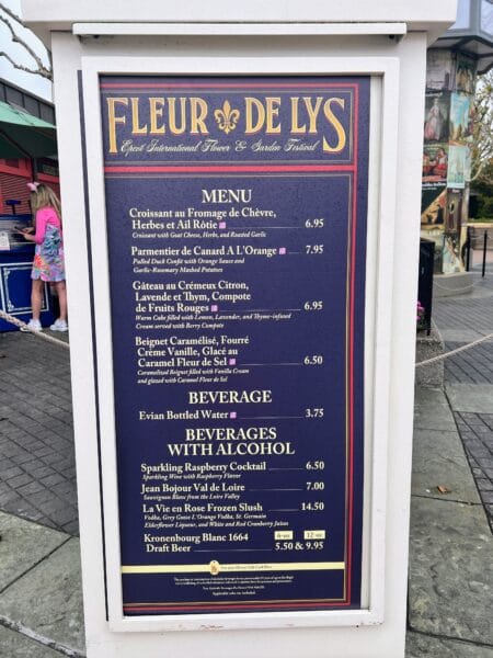 festival booth menu fleury de lys