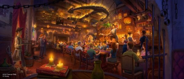 artist rendering of new pirates tavern at magic kingdom
