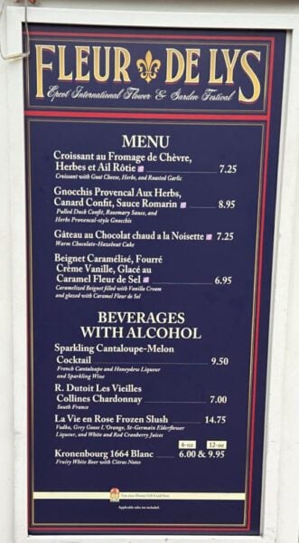 Fleur de Lys Menu 2025