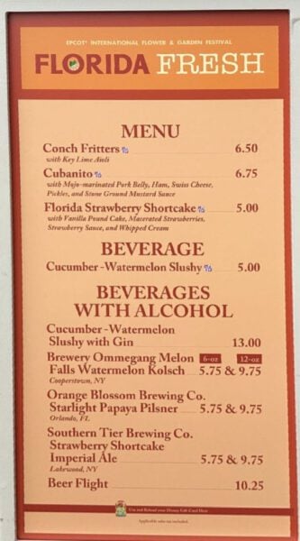 Florida Fresh Menu 2025
