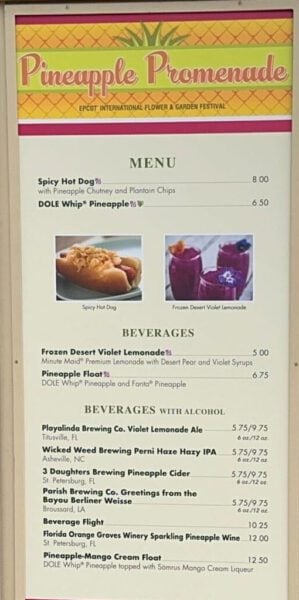 Pineapple Promenade Menu 2025
