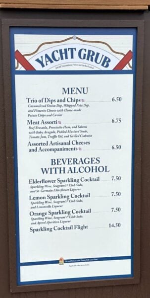 Yacht Grub Menu 2025