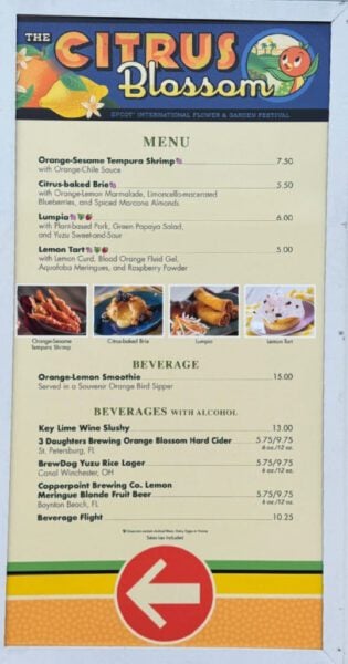 Citrus Blossom Menu 2025