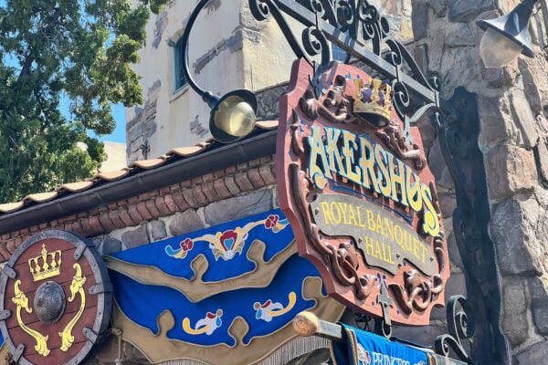 Akershus Royal Banquet Hall sign in EPCOT's Norway Pavilion.