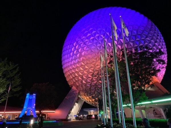 spaceship earth at night