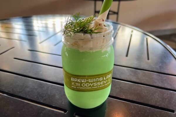pickle milkshake from brew-wing booth at epcot food and wine festival