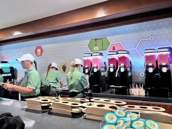 drinks being made at brew-wing booth at epcot food and wine festival