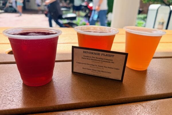 EPCOT beverage flight: Early Bird Blackberry Lemonade Ale and more
