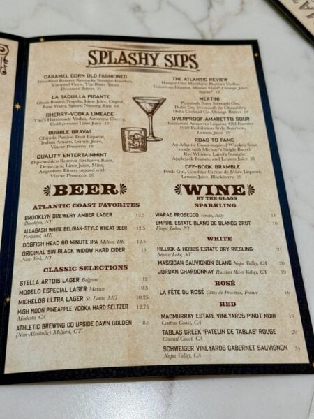 Hurly-Burly Splashy Sips cocktail, beer, and wine menu with October 2026 prices