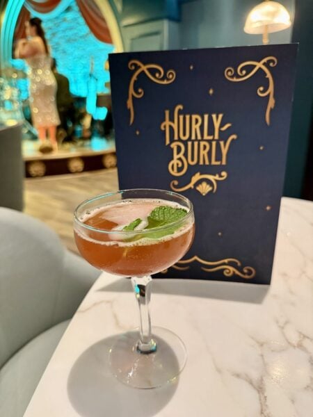 Quality EntertainMINT cocktail in a coupe with mint at Hurly-Burly